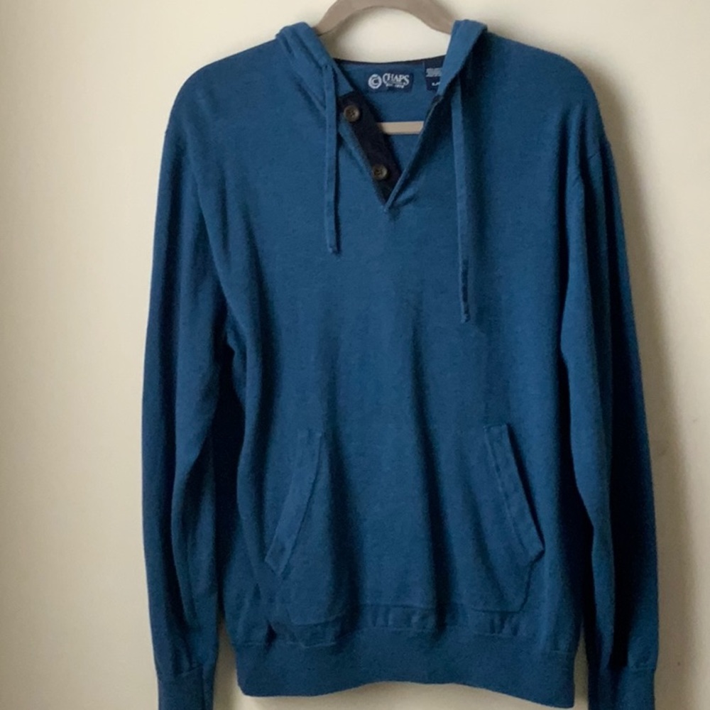 Chaps Men’S Hooded Sweater, blue, large | NWOT